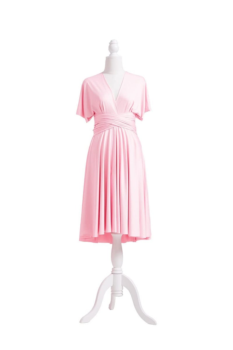 72styles Infinity Dresses Short Bridesmaid Dresses Blush Pink Convertible Transformer Multiway Twist Wrap Midi Women Dresses - Image 3